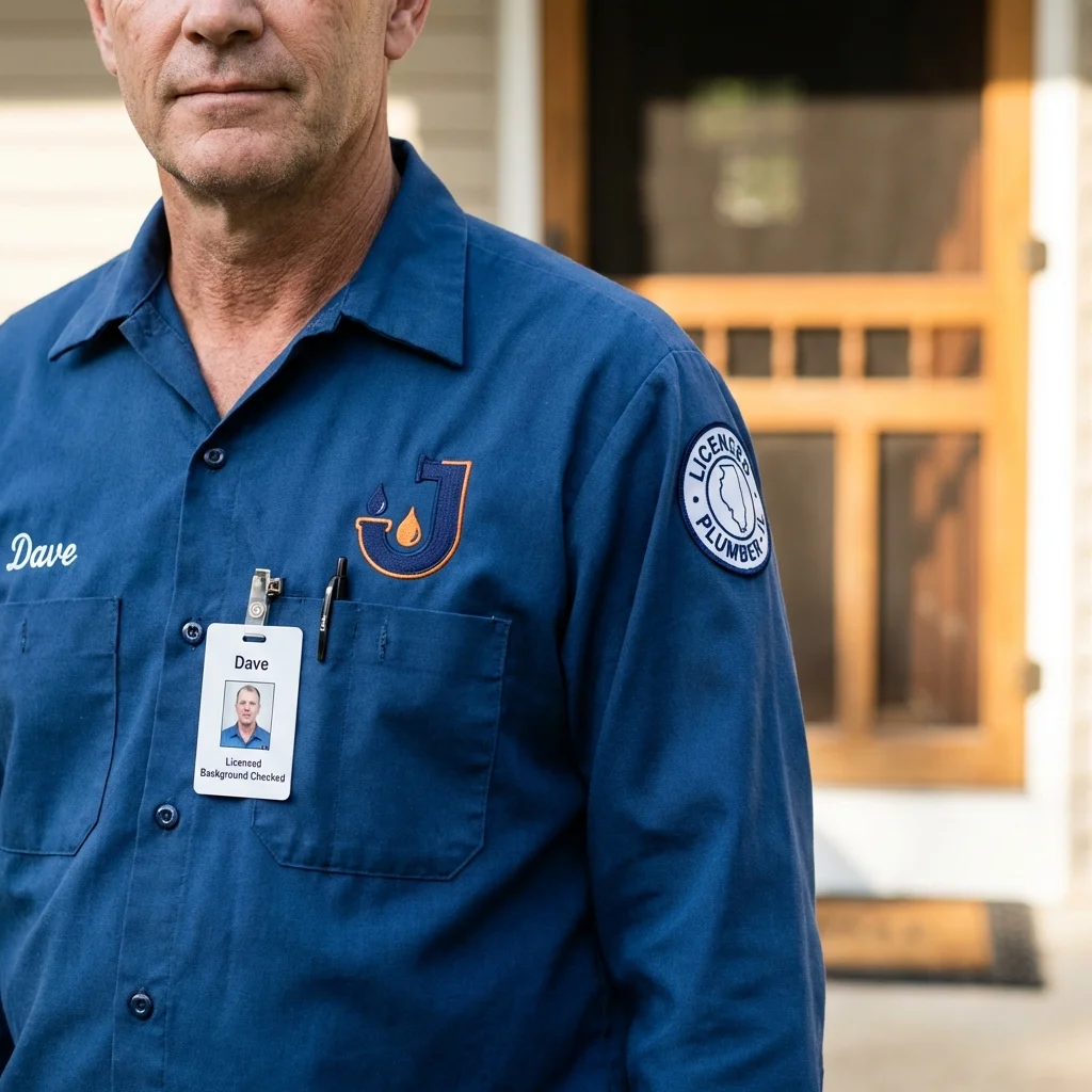 Licensed plumber showing ID badge in Russell, KY