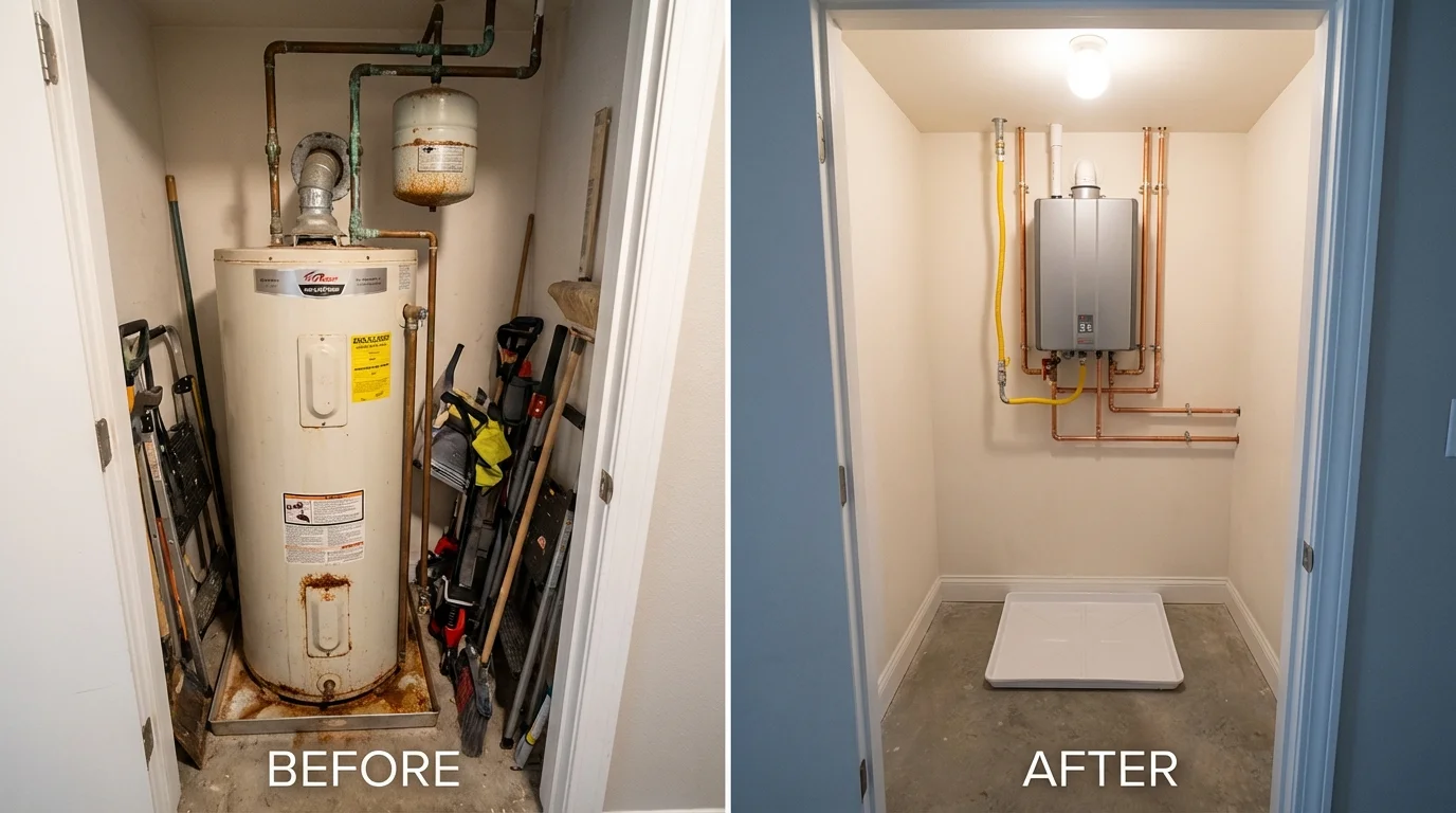 Tank water heater versus wall-mounted tankless unit comparison for Russell, KY homeowners